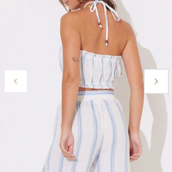 Ocean Drive, Striped White and Blue Women's 2 Piece Set - Picture 3 of 10